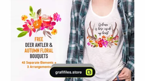 دانلود کلیپ آرت دسته گل پاییزی آبرنگی Autumn Watercolor Flower Bouquet Builder
