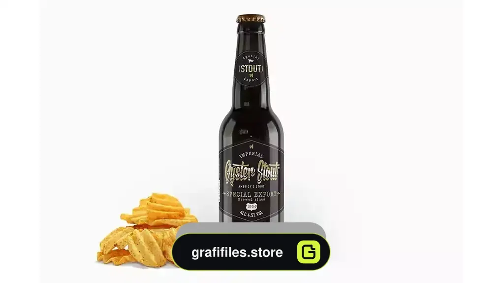 دانلود موکاپ بطری مشکی آبجو Beer Black Bottle Mockup