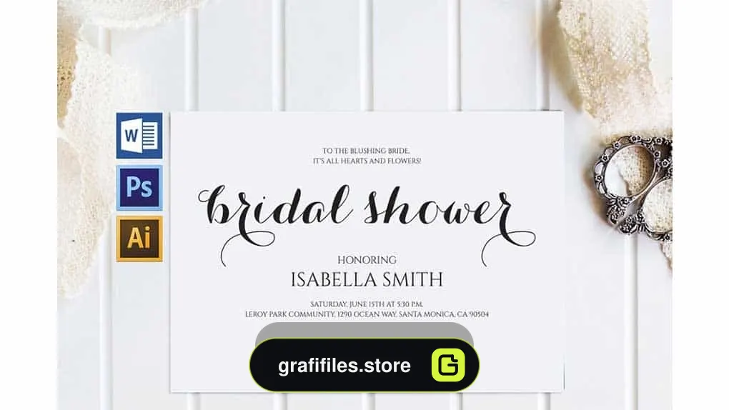 دانلود فایل لایه باز کارت دعوت عروسی Bridal Shower Invitation