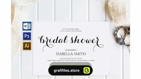دانلود فایل لایه باز کارت دعوت عروسی Bridal Shower Invitation