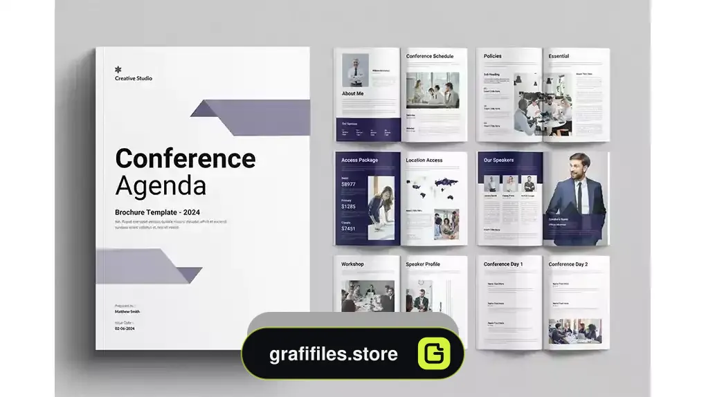 دانلود قالب ایندیزاین دستور کار کنفرانس Conference Agenda Template
