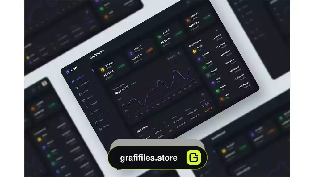 دانلود رابط کاربری داشبورد ارز دیجیتال Cryptocurrency Dashboard UI KIT