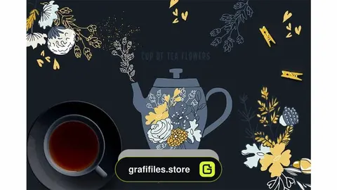 دانلود کلیپ آرت گل Cup of Tea Flowers