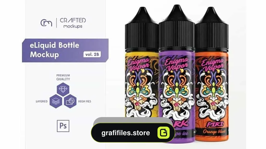 دانلود موکاپ قطره چکان ELiquid Bottle Mockup V. 2B