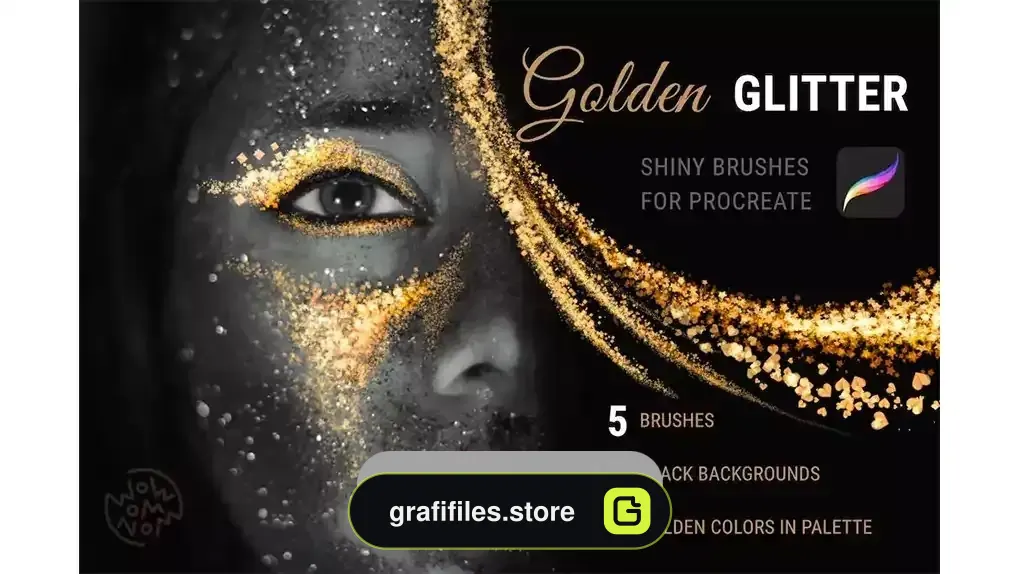 دانلود براش طلا پروکریت Golden Glitter | Procreate Brushes