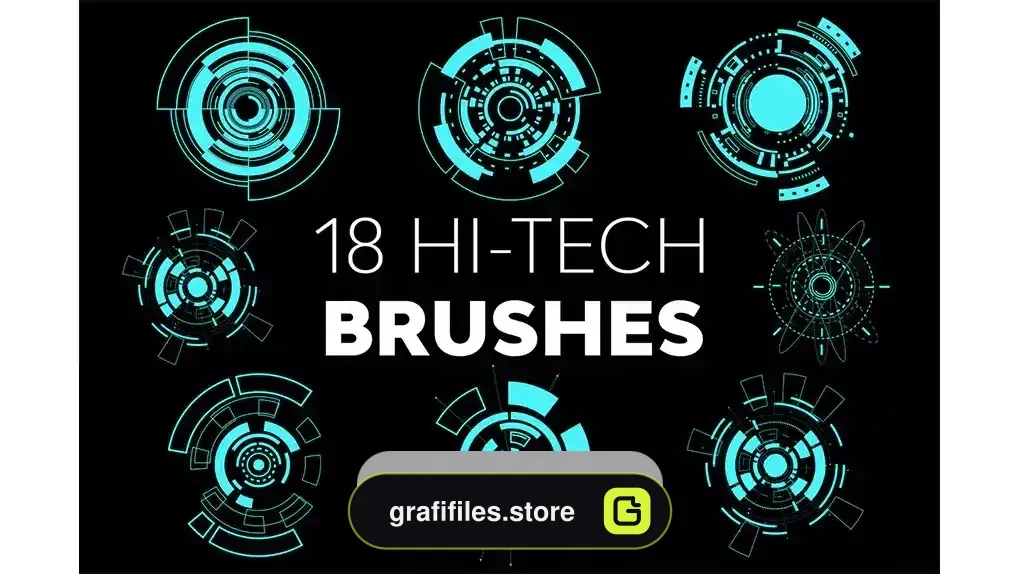 دانلود 18 براش فتوشاپ فناوری پیشرفته Hi-Tech Brushes