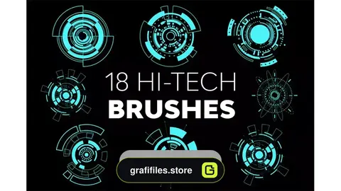 دانلود 18 براش فتوشاپ فناوری پیشرفته Hi-Tech Brushes