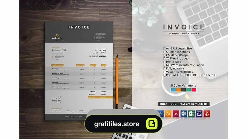 دانلود فایل لایه باز فاکتور Invoice