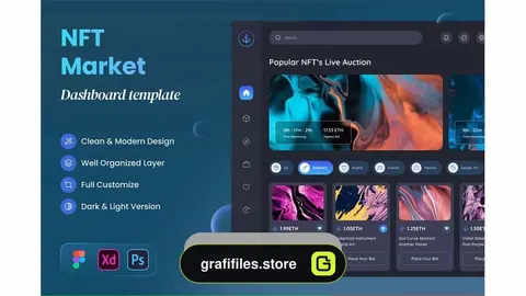 دانلود رابط کاربری داشبورد فروشگاه NFT و محصولات دیجیتال Jangkar – NFT Market Dashboard