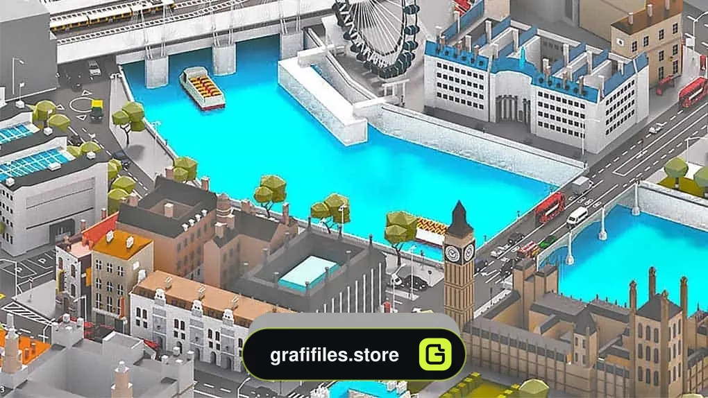 دانلود مدل سه بعدی شهر لندن Low Poly London City