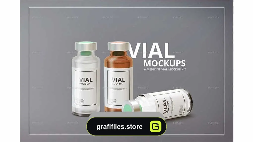 دانلود موکاپ شیشه آمپول Medicine Vial Mockup