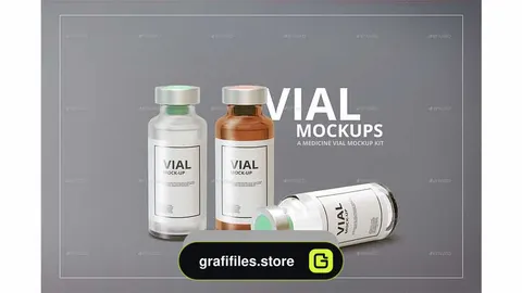 دانلود موکاپ شیشه آمپول Medicine Vial Mockup