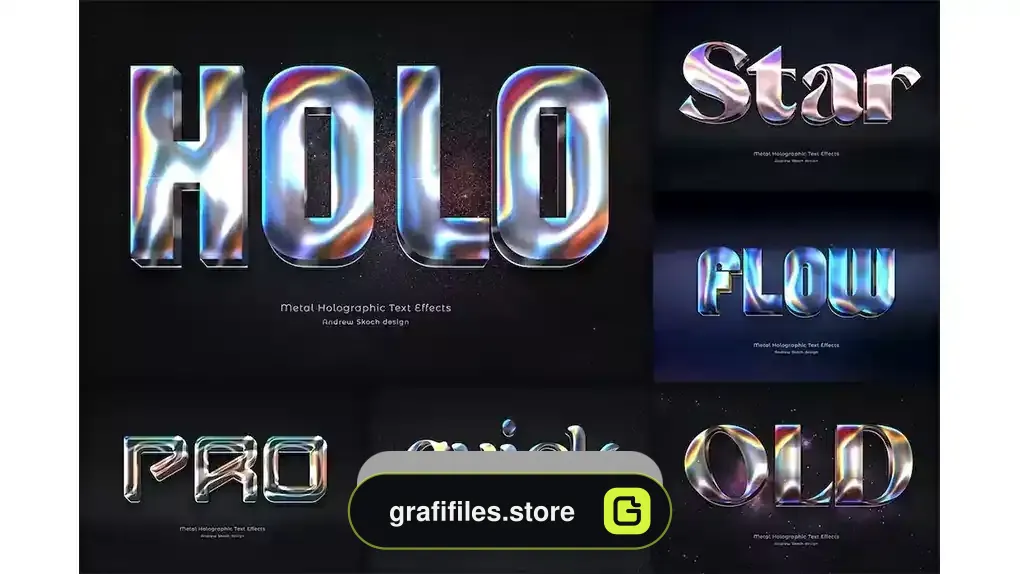 دانلود افکت متن فلز هولوگرامی Metal Holographic Text Effects