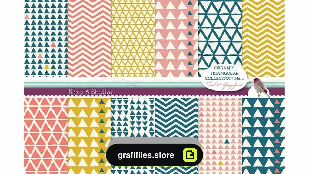 دانلود بک گراند کاغذ دیجیتال مثلثی Organic Triangular Digital Paper