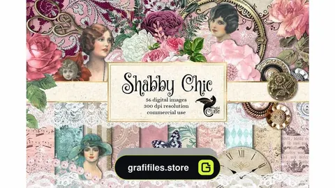 دانلود کلیپ آرت Shabby Chic Digital Scrapbooking Kit