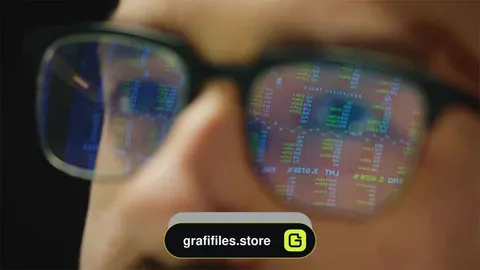 فوتیج نمایش معاملات بورس در عینک Stock Market Graphs On Glasses