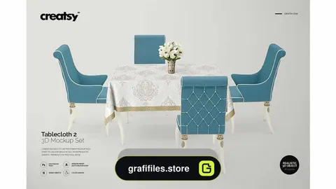 دانلود موکاپ میز ناهارخوری Tablecloth Mockup Set 2