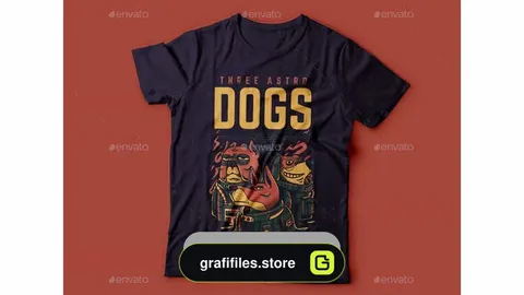 دانلود وکتور تیشرت Three Astro Dogs T-Shirt Design