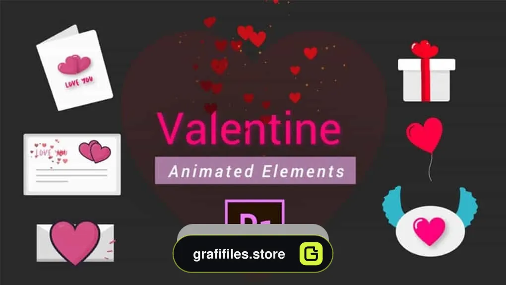 دانلود پروژه پریمیر المان متحرک ولنتاین Valentine Animated Elements