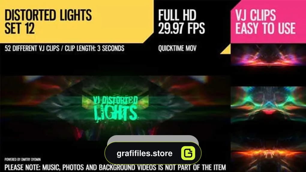دانلود فوتیج رقص نور VJ Distorted Lights Set 12