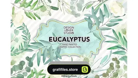 دانلود کلیپ آرت برگ اکالیپتوس آبرنگی Watercolor Eucalyptus leaves