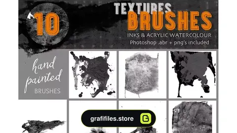 دانلود براش جوهر فتوشاپ Textures Brushes- Inks &amp; Acrylics