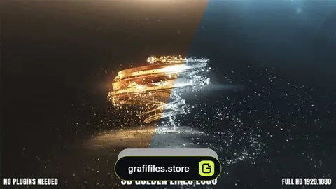 پروژه افترافکت نمایش لوگو با خطوط طلایی 3D Golden Lines Logo