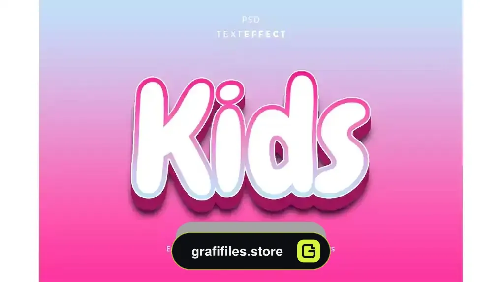 دانلود افکت متن سه بعدی کودکانه فتوشاپ 3D Kids Editable Text Effect