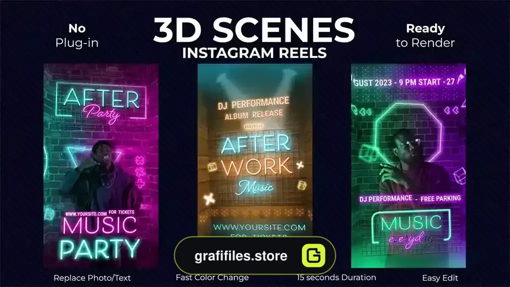 پروژه افترافکت ریلز اینستاگرام 3D Reels