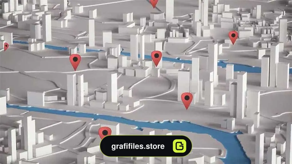 دانلود فوتیج نقشه راهنما سه بعدی 3D Relief Map With Markers