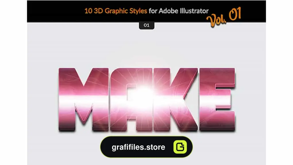 دانلود استایل آماده ایلوستریتور 3D Styles Vol. 01