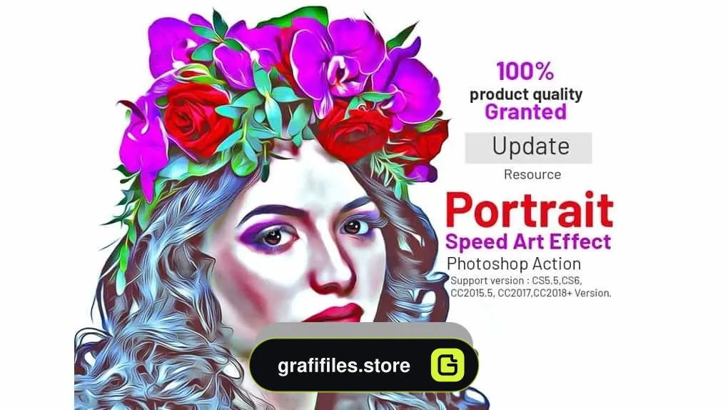 دانلود اکشن تبدیل پرتره به نقاشی در فتوشاپ – Portrait Speed Art Effect