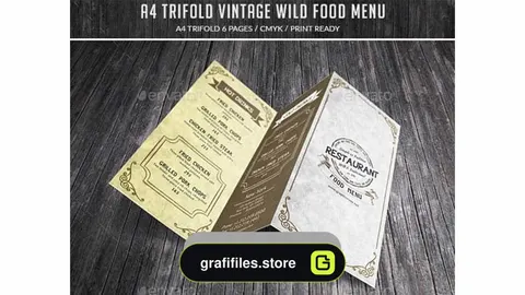 دانلود فایل لایه باز 3 لت منوی غذا A4 Trifold Wild Food Menu