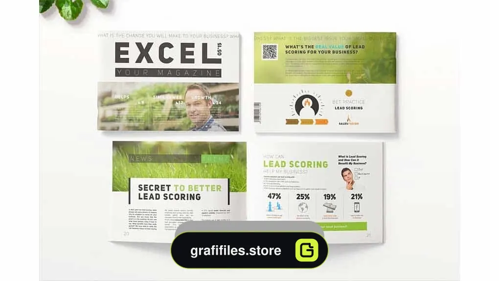 دانلود موکاپ مجله A5 Landscape Magazine Mockup
