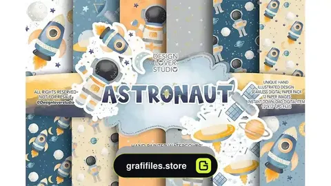 دانلود بک گراند کاغذ دیجیتال فضانورد Astronaut digital paper pack