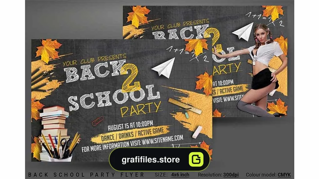 دانلود فایل لایه باز بنر جشن مدرسه Back School Party Flyer