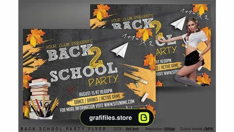دانلود فایل لایه باز بنر جشن مدرسه Back School Party Flyer