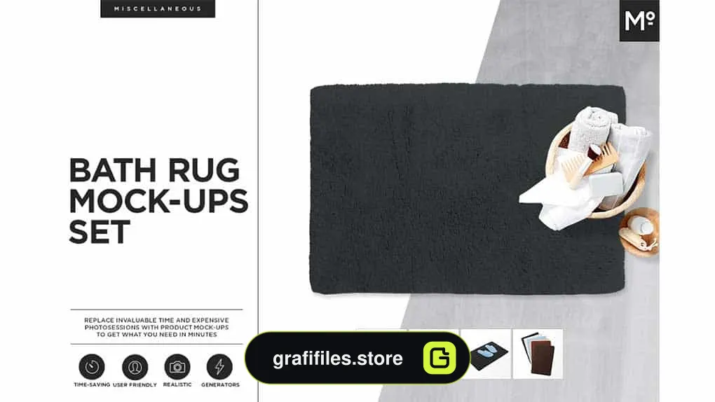 دانلود موکاپ پادری Bath Rug Mock-ups Set Generator