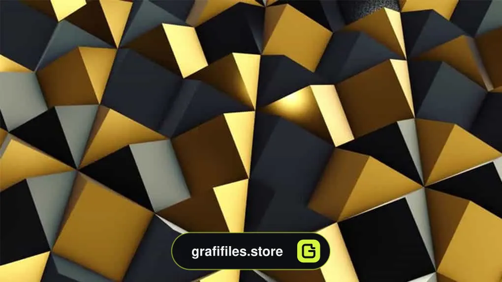 دانلود بک گراند موشن گرافیک دیوار با پترن لوزی Black and Gold Rhombic Pattern Wall 3