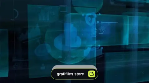 دانلود بک گراند موشن گرافیک اینفوگرافی Blue Holographic Cloud Of Infographics