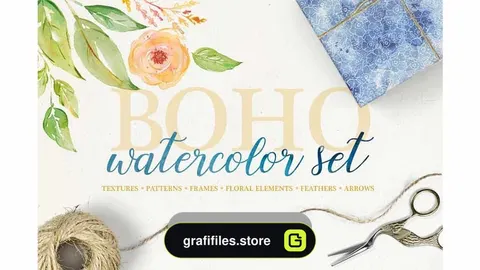 دانلود ست کلیپ آرت آبرنگی بوهو Boho watercolor set