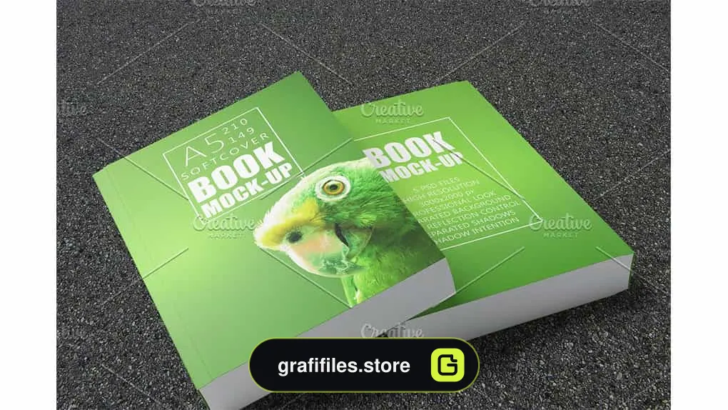 دانلود موکاپ کتاب Book Mock-Up | A5 | Soft Cover