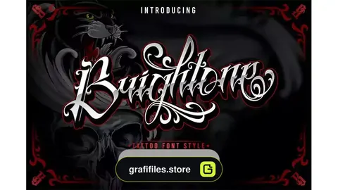 دانلود فونت انگلیسی تاتو Brigthone – Tattoo Lettering