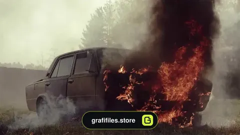 فوتیج آتش سوزی ماشین Burning Car Fire And Smoke