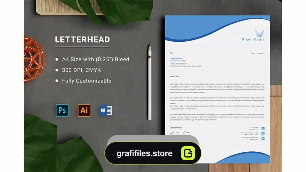 دانلود قالب آماده ورد سربرگ تجاری Business Letterhead Word