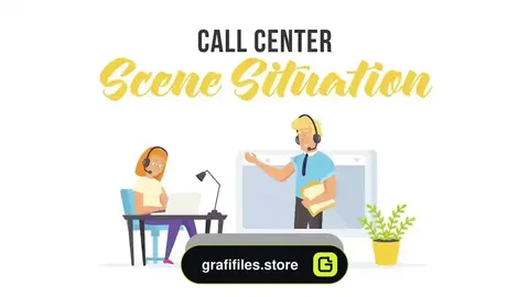 پروژه افترافکت موشن گرافیک مرکز تماس و پشتیبانی تلفنی Call Center – Scene Situation