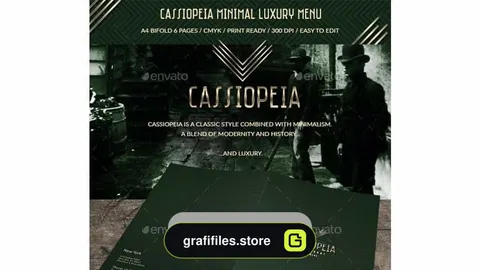 دانلود فایل لایه باز منو غذا با طرح مینیمال و لاکچری Cassiopeia Minimal Luxury Menu