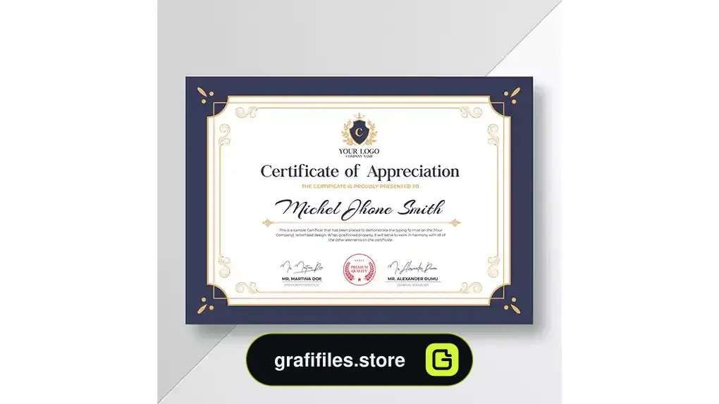 دانلود طرح لایه باز لوح تقدیر Certificate of appreciation