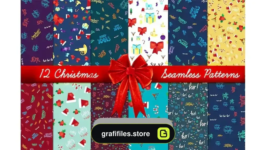 دانلود پترن ست کریسمس Christmas Seamless Patterns Set