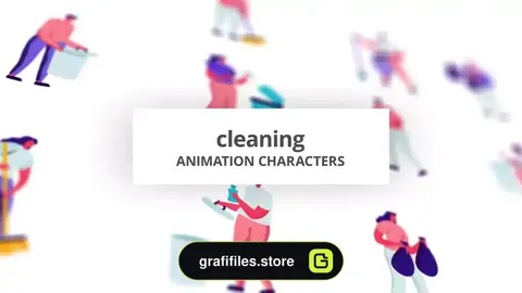 پروژه افترافکت موشن گرافیک نظافتچی Cleaning – Character Set